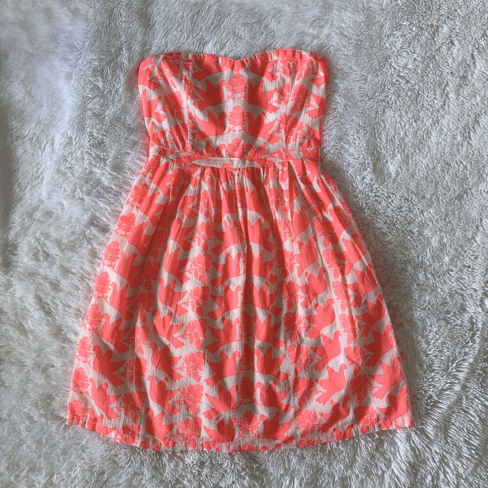 2000s Orange Strapless Mini with Sweetheart Neckline – Size 4